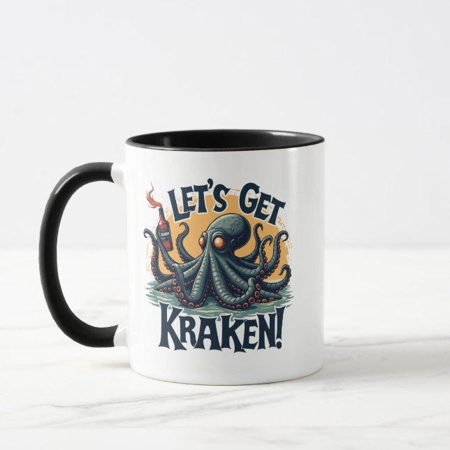 Caneca Vamos Obter Octopus De Bebendo De Rum Funny Kraken (Esquerda)