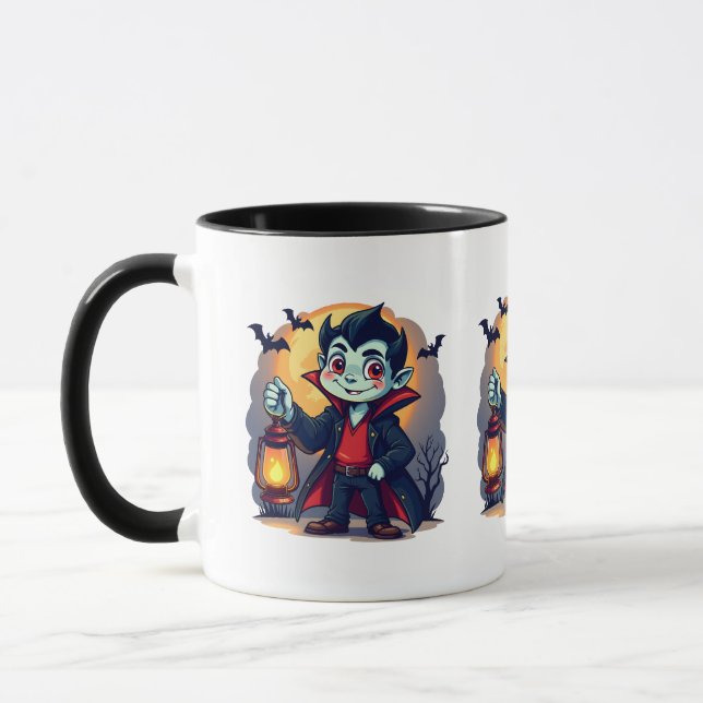 Caneca Vampiro bonito com Lanterna Kawaii Halloween (Esquerda)