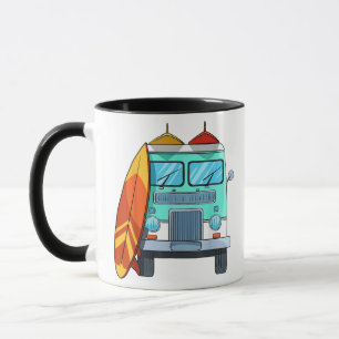 Caneca Van de Surf Pranchas de Surf Palmeiras Surfando Su
