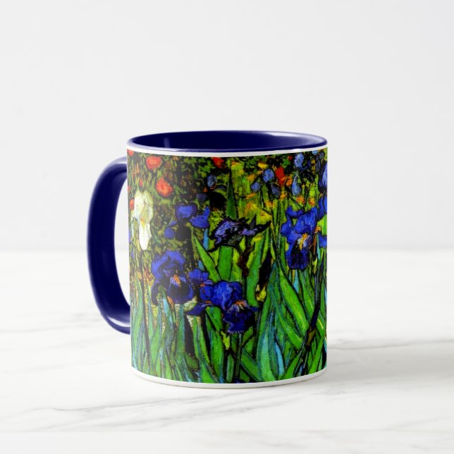 Caneca Van Gogh - Íris, pintura floral, (Frente Esquerda)