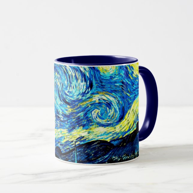 Caneca Van Gogh - Noite Estrelada, famosa pintura Mug (Frente Esquerda)