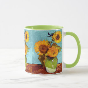 Caneca Van Gogh - Três Girassóis Em Um Vaso - Arte Fina