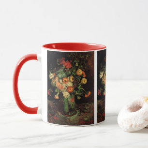 Caneca Van Gogh Vase com Flores de Zinnias e Geranium