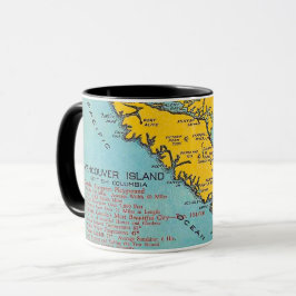 Caneca Vancouver Island  Vintage Map Postcard Mug