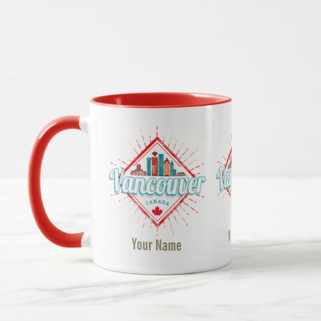 Caneca Vancouver Skyline British Columbia Retro Canadá (Esquerda)