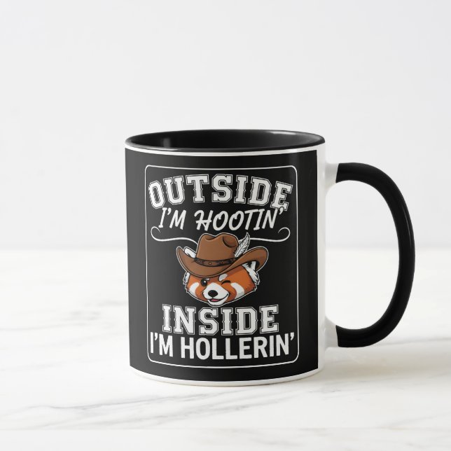 Caneca Vaqueiro de Panda Vermelho Engraçado  (Direita)