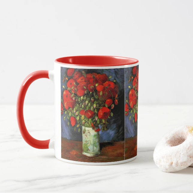 Caneca Vase com papagaios vermelhos por Vincent van Gogh (Com Donut)