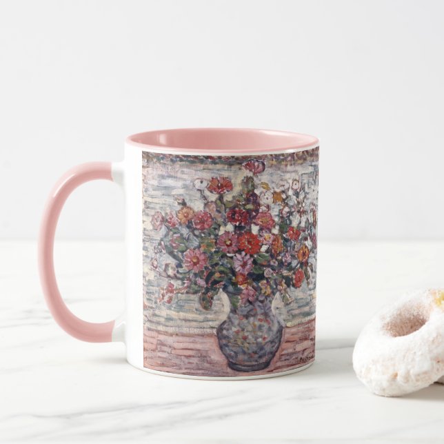 Caneca Vase das Flores, Zinnias, por Maurice Prendergast (Com Donut)