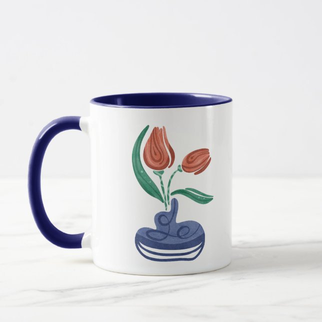 Caneca Vase Moderno com Tulipas | Arte Floral Estática (Esquerda)