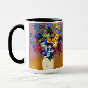 Caneca Vaso Branco com Flores Odilon Redon