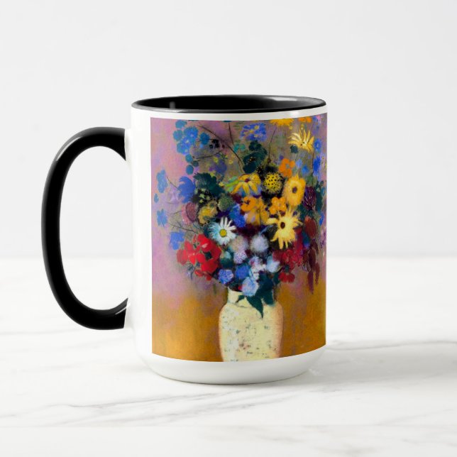 Caneca Vaso Branco com Flores Odilon Redon (Esquerda)
