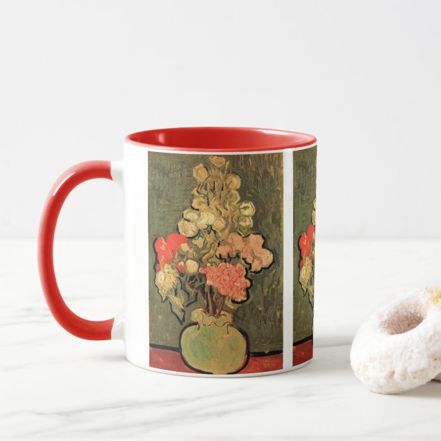 Caneca Vaso com Malvas Rosa por Vincent van Gogh (Com Donut)
