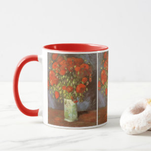 Caneca Vaso de Vida com Papoulas Vermelhas de Vincent van