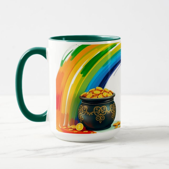 Caneca Vaso Retrô de Ouro do Dia de São Patrício Moeda da (Esquerda)