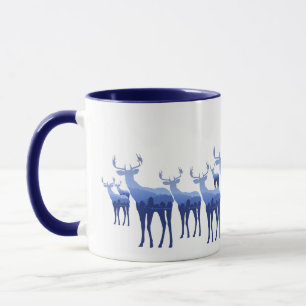 Caneca Veado Azul De Mug-Dois-Tom/Elk