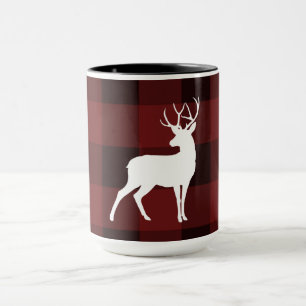 Caneca Veado Branco Buffalo Xadrez Natal Rústico País