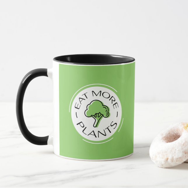 Caneca Vegan Baseado Em Plantas Comem Mais Plantas Limpas (Com Donut)
