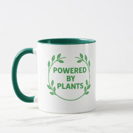 Caneca vegana verde e branca à base de plantas