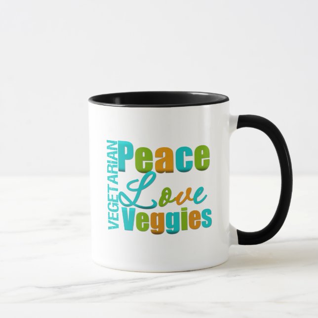 Caneca Vegetarianos do amor da paz do vegetariano (Direita)