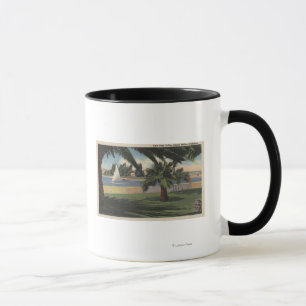 Caneca Veja da ilha de Collins, veleiro na água