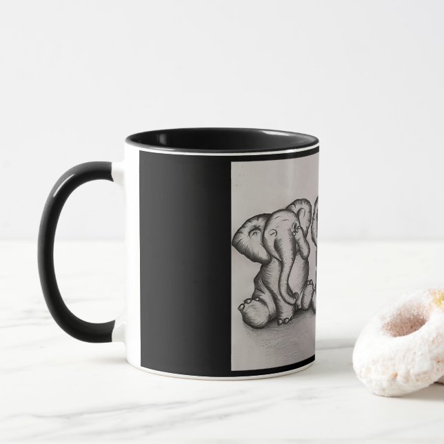 Caneca Veja, Ouça, Não Fale Sem Mug De Elefante Mau (Com Donut)
