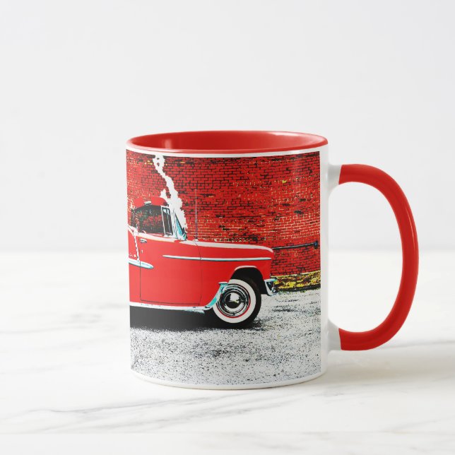 Caneca Velho Clássico Ar Bel Vermelho 1955 Carro Arte Mug (Direita)
