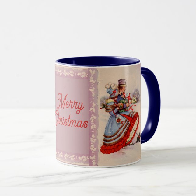 Caneca Velho Natal Comprando Mug (Frente Esquerda)