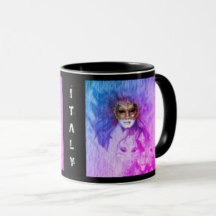 Caneca Venetian Mask, Carnaval, Vintage Art - Itália