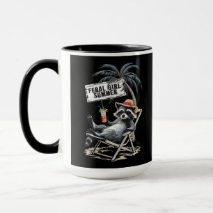 Caneca Verão de Menina Selvagem na Praia, Guaxinim Divert