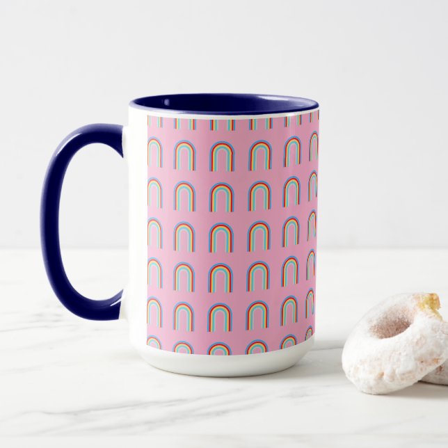 Caneca Verão Feminino Elegante Boho Arco-Íris (Com Donut)