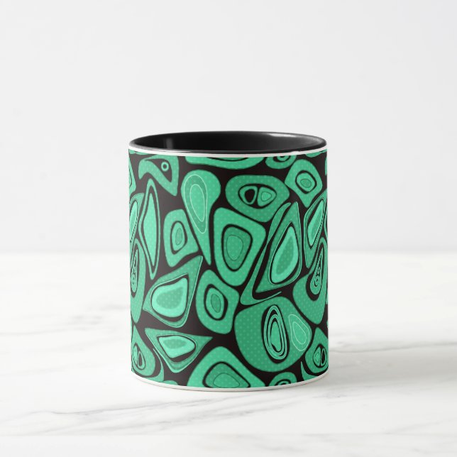 Caneca Verde, abstrato, retrô (Centro)