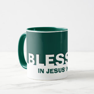 Caneca Verde BATEADO Em Nome De Jesus Cristão