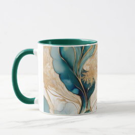 Caneca Verde caçador com Abstrato de limite Ouro