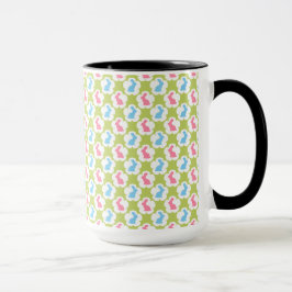 CANECA VERDE COM PINK E BUNNIES AZUIS EASTER