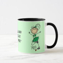 Caneca verde customizável do cheerleader