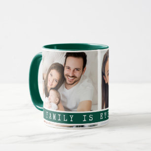 Caneca Verde de Citação de Foto Personalizada da Família 