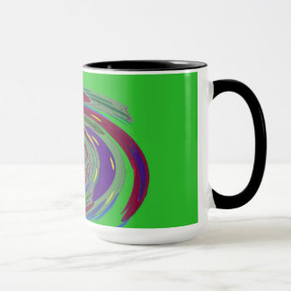 Caneca verde do monograma do design do remoinho