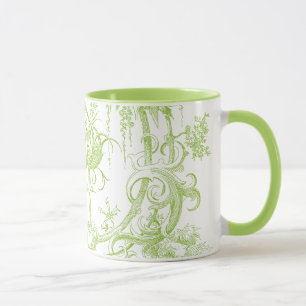 Caneca Verde elegante floral, da folha e Aqua