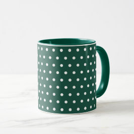 Caneca Verde Escuro Branco Bolinhas Limpo Simples Minimal