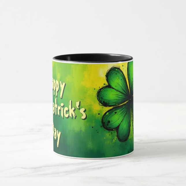 Caneca Verde, Felicidade & Alegria - Feliz Dia de São Pat (Centro)