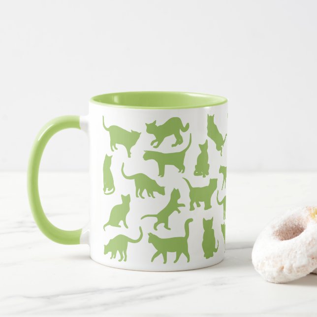 Caneca Verde limão de cores de gatos (Com Donut)