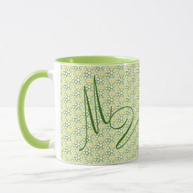 Caneca Verde limão Monograma de Cores Geométricas (Esquerda)
