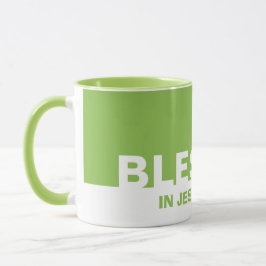 Caneca Verde Moderno BECIDO Em Nome De Jesus Cristão