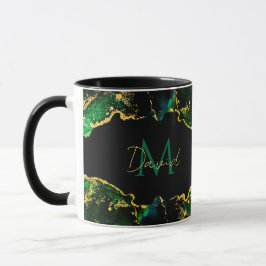 Caneca Verde negro personalizado e brilhante Dourado