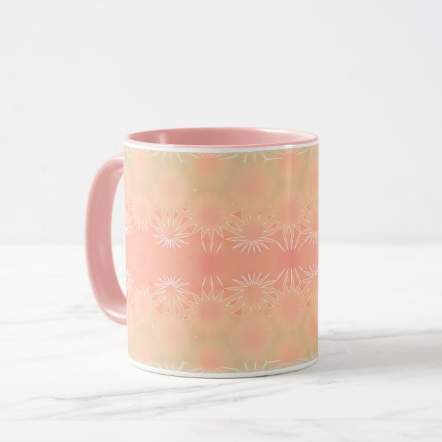 Caneca Verde, Pêssego, Melão e Coral Geométricos (Frente Esquerda)