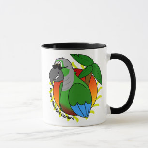 Caneca verde tropical de Cheeked Conure