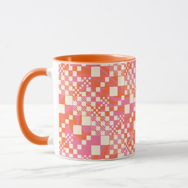 Caneca Verificado, Verificações - Rosa, Laranja e Creme (Esquerda)