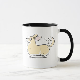 Caneca vermelha/branca do bumbum do Corgi do