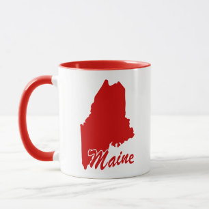 Caneca Vermelha com o Contorno do Estado do Maine