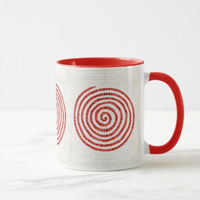 CANECA VERMELHA COMBINADA MOSAICO DE RODAS DE PINO (Direita)